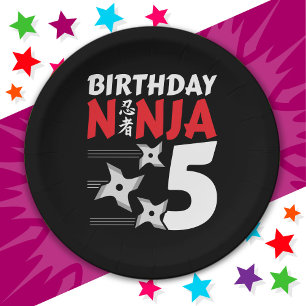 Assiettes En Carton 5 Ans Ninja Party Stars Enfants 5e anniversaire