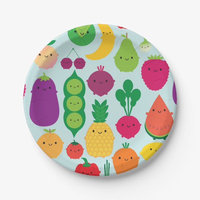 Assiettes En Carton 5 des fruits et légumes de jour (Devant)