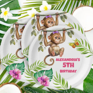 Assiettes En Carton 5e anniversaire de l'enfant de la Jungle de singes