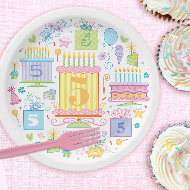 Assiettes En Carton 5e anniversaire Whimsical Girl (Créateur téléchargé)