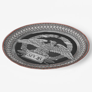Assiettes En Carton [600] Aigle impérial romain d'argent sur Médaillon
