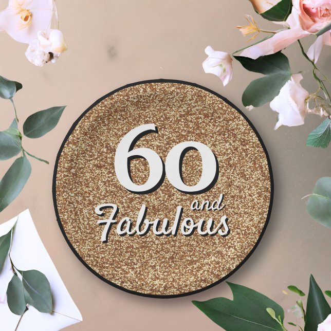 Assiettes En Carton 60 et Fabulous Gold Parties scintillant 60e annive (Créateur téléchargé)