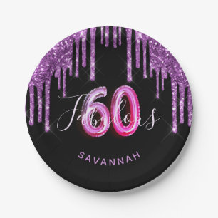 Assiettes En Carton 60 Fabuleux anniversaire noir violet parties scint