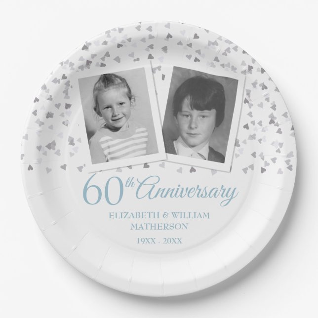 Assiettes En Carton 60e anniversaire du Mariage Diamond Photos d'enfan (Devant)