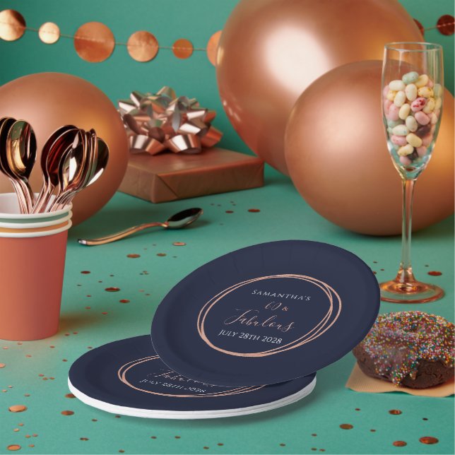 Assiettes En Carton 60e anniversaire Marine Rose Gold Party (Multi)