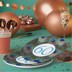 Assiettes En Carton 60e anniversaire Peacock Feather