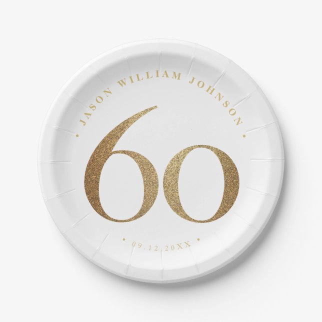 Assiettes En Carton 60e fête d'anniversaire (Devant)