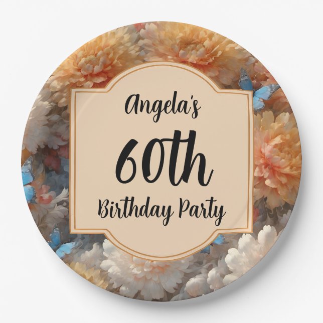 Assiettes En Carton 60e fête d'anniversaire (Devant)