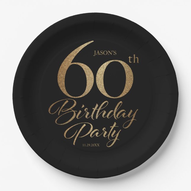 Assiettes En Carton 60e fête d'anniversaire  (Devant)