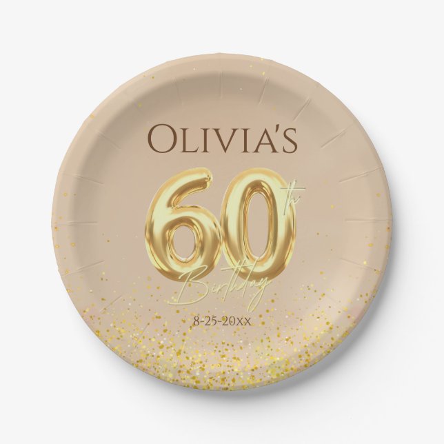 Assiettes En Carton 60e fête d'anniversaire Elégante Plaques de papier (Devant)