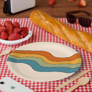 Assiettes En Carton 60s les années 70 bandes rétro