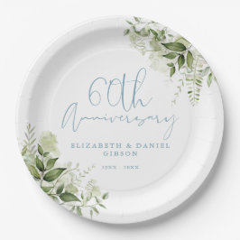 Assiettes En Carton 60th Wedding Anniversary Greenery Floral
