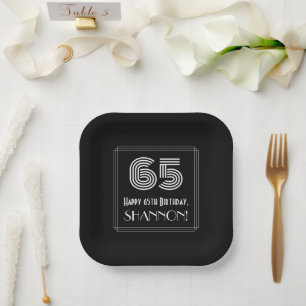 Assiettes En Carton 65e anniversaire — Art Déco Inspiré Look "65" 
