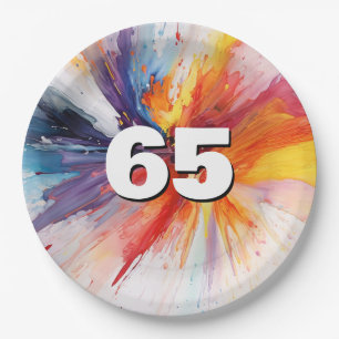 Assiettes En Carton 65e anniversaire Paint Blast