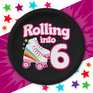 Assiettes En Carton 6e anniversaire Roller Skate 6 ans