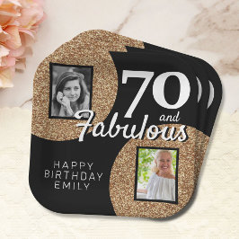 Assiettes En Carton 70 ans et Fabuleux Paillettes dorées 2 Photo 70e A