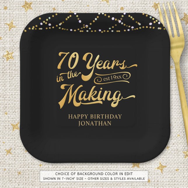 Assiettes En Carton 70e anniversaire 70 ans rétro dans les lumières (Créateur téléchargé)
