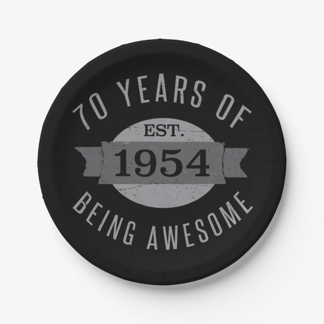 Assiettes En Carton 70e anniversaire Awesome 1954 (Devant)