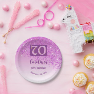 Assiettes En Carton 70e anniversaire Chic Falling Parties scintillant