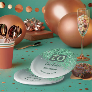 Assiettes En Carton 70e anniversaire Chic Falling Parties scintillant