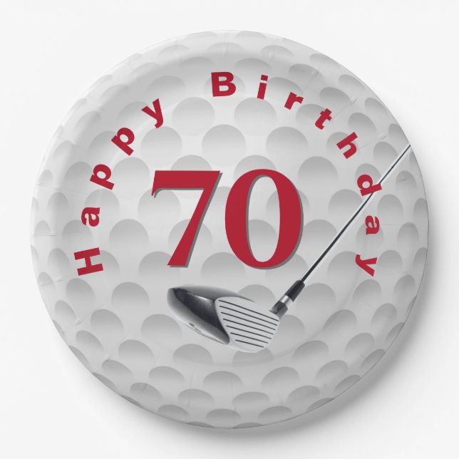 Assiettes En Carton 70e anniversaire Golf Ball Design Plaque en papier (Devant)