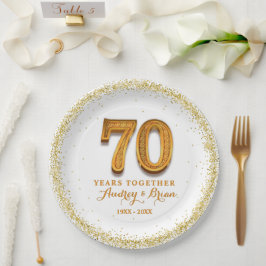 Assiettes En Carton 70e anniversaire Personnalisé