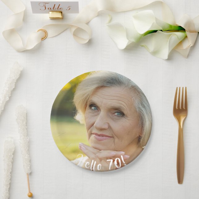 Assiettes En Carton 70e anniversaire photo bonjour 70 (Mariage)