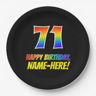 Assiettes En Carton 71e anniversaire : Gras, amusant, simple, Rainbow 