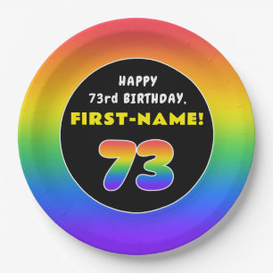 Assiettes En Carton 73e anniversaire : Arc-en-ciel coloré # 73, Nom pe