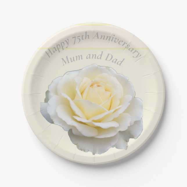 Assiettes En Carton 75e anniversaire du Mariage (Devant)