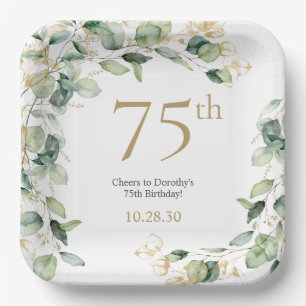 Assiettes En Carton 75e anniversaire Eucalyptus