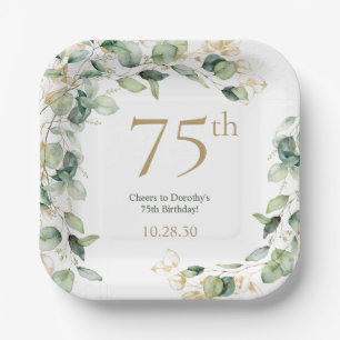 Assiettes En Carton 75e anniversaire Eucalyptus