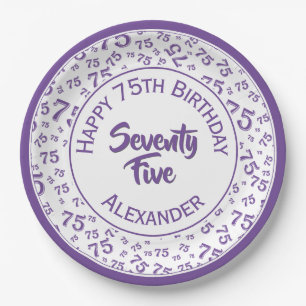 Assiettes En Carton 75e anniversaire Random Number Motif pourpre