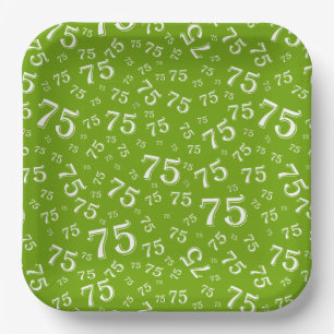 Assiettes En Carton 75e Motif du numéro aléatoire vert/blanc
