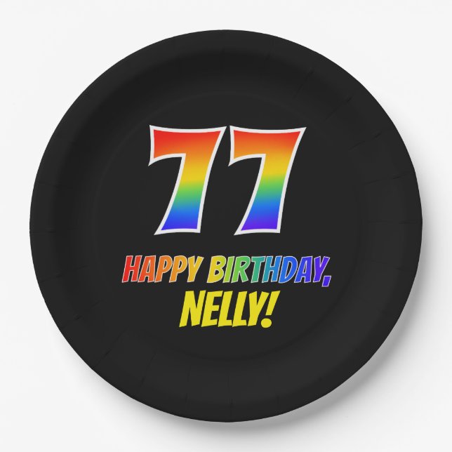 Assiettes En Carton 77e anniversaire : audacieux, amusant, simple, arc (Devant)