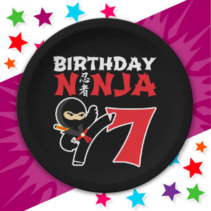 Assiettes En Carton 7 Ans Karate Ninja Party Enfants 7e anniversaire