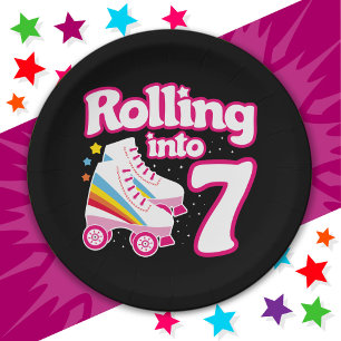 Assiettes En Carton 7e anniversaire Roller Skate 7 ans