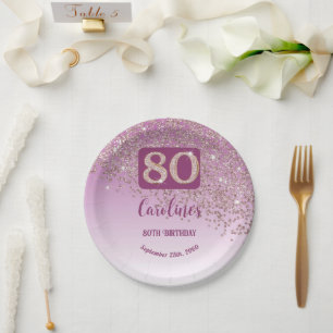 Assiettes En Carton 80e anniversaire Chic Falling Rose Parties scintil