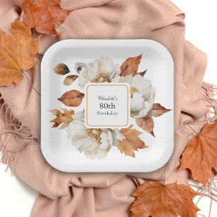 Assiettes En Carton 80e anniversaire Feminine Fall Floral