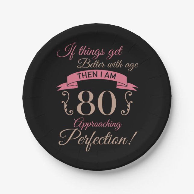 Assiettes En Carton 80e anniversaire mieux avec l'âge (Devant)