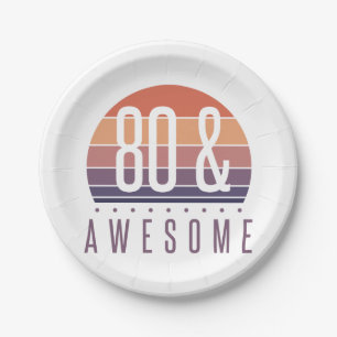 Assiettes En Carton 80e anniversaire Retro Sunset