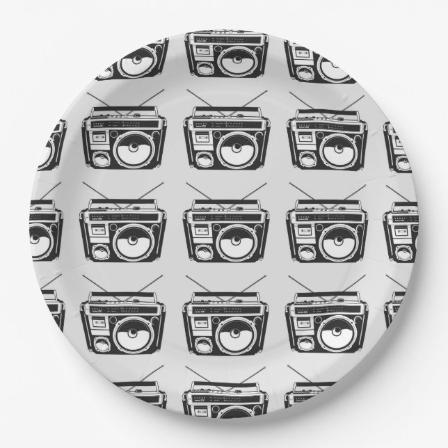 Assiettes En Carton 80s Boombox (Devant)