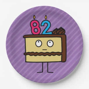 Assiettes En Carton 82e gâteau d'anniversaire aux bougies