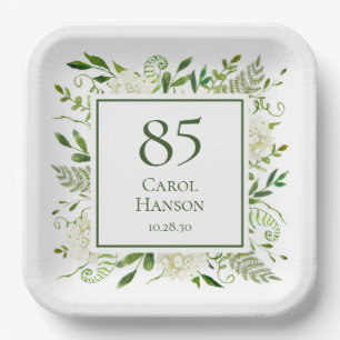 Assiettes En Carton 85e anniversaire Hydrangeas blanches