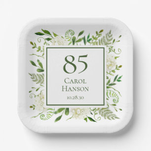 Assiettes En Carton 85e anniversaire Hydrangeas blanches