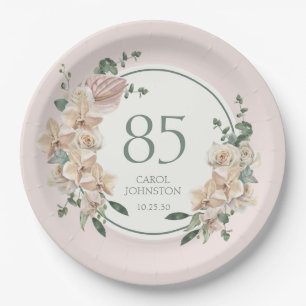 Assiettes En Carton 85e anniversaire Tropical Floral