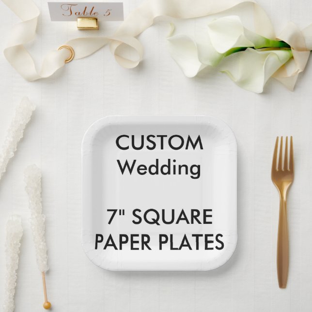 Assiettes En Carton 8 x Plaques de papier Carré de mariage personnalis (Mariage)