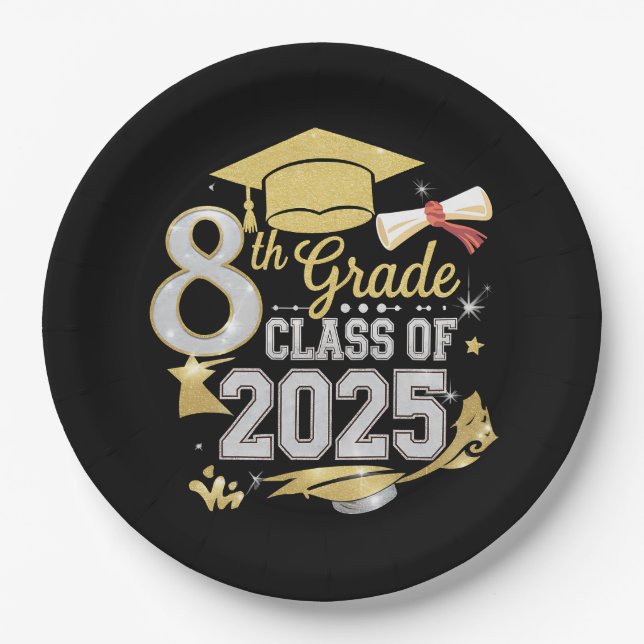 Assiettes En Carton 8e Classe De 2025 Graduate Graduation (Devant)