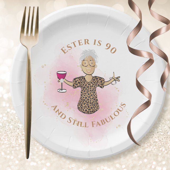Assiettes En Carton 90 et fabuleux Ethnic Gold Pink Fun 90e anniversai (Créateur téléchargé)