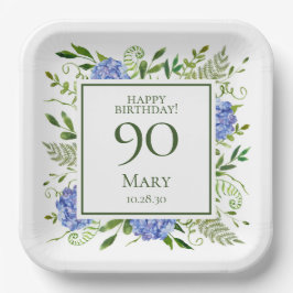 Assiettes En Carton 90e anniversaire Blue Hydrangeas